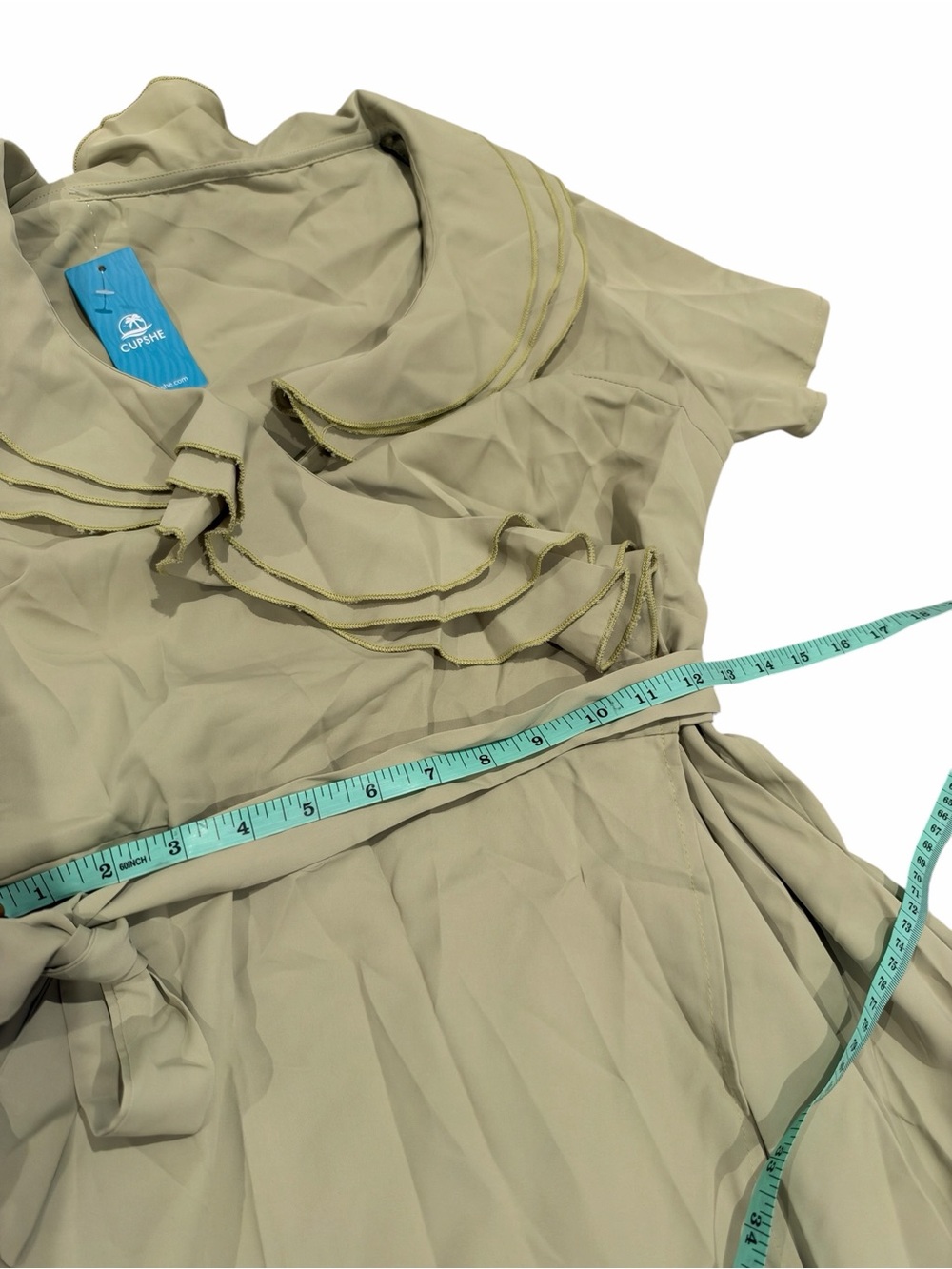 Cupshe Pistachio Tiered Ruffle Wrap Mini Dress - Picture 8 of 12